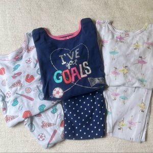 GUC:  Carter’s Girls Size 6 Pajamas Bundle Ballet & Sport prints 🩰 ⚽️ 🏐 😴